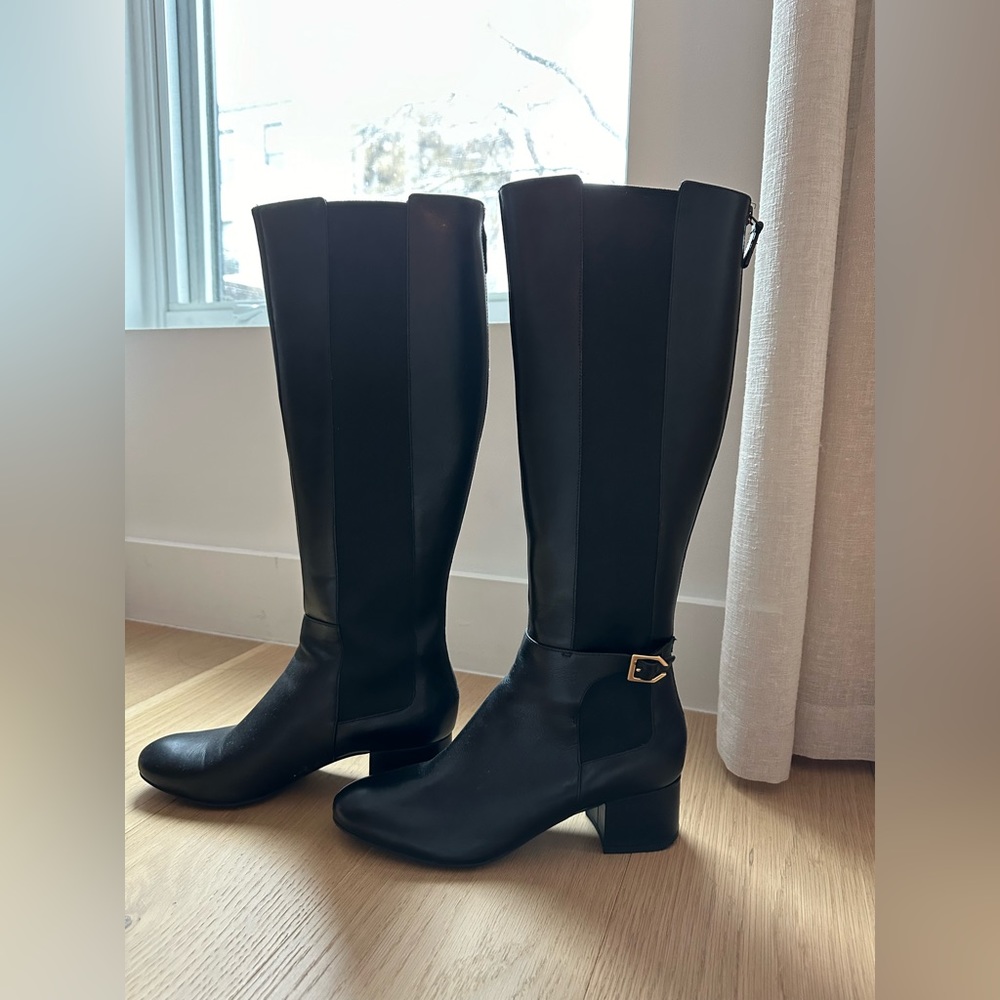 Cole Haan Avani Grand Knee-High Stretch Boot in Black Waterproof Leather